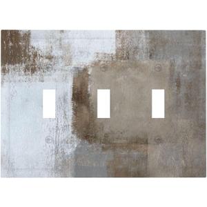 Brown Gray Grunge Oil Painting 3 Gang Light Switch Plate Decorative Triple Toggle Wall Plate Cover Electrical Faceplate Switch Face Plate Bathroom Decor