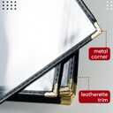 25 Restaurant Menu Covers 8.5'' x 11'', Double Stitched Single Pocket Menu Holder with Golden Corners, Clear Viewing Surfaces