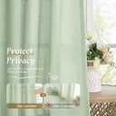 LAMIT Window Linen Curtains 30 Inch Length, Faux Linen Textured Light Filtering Drapes for Kitchen/Cafe, Rod Pocket Boho Neutral RV Curtains for Small Windows, 2 Panels, Light Green, 42 x 30 Inch