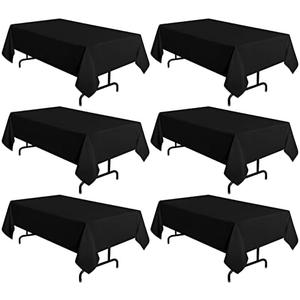 Sancua 2 Pack Black Tablecloth 60 x 102 Inch, Rectangle Table Cloth For 6 Feet Tables - Stain and Wrinkle Resistant Washable Polyester Table Cover For Dining Tables, Buffet Parties And Camping