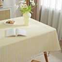 meioro Striped Tablecloth Rectangle Tablecloths Cotton Blend Table Cloth Washable Tabletop Decorative Fabric Table Cover for Kitchen Dinning (Yellow, 60 x 84 Inch)