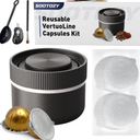 Reusable Pods Kit for Nespresso Vertuo, Refillable Coffee Pods with 100Pcs Alumi