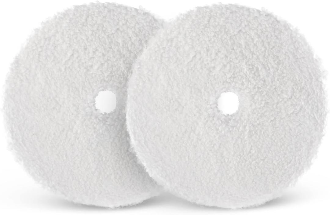 SPTA Microfiber Cutting Pads, Microfiber Finishing Pads 2Pcs 6Inch 150mm Microfiber Finishing Disc Soft Microfiber Wax Removal Pad for Dual Action Car Polisher Finishing Polishing Waxing -MPBFS6W-2