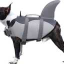 Dog Life Jacket, Adjustable Pet Floatation Vest Lifesaver Safety Vest Life Preserver for Large Dogs (L, Grey)