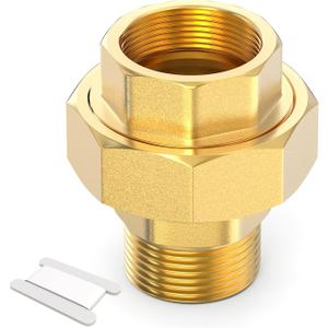 GASHER 1PC Brass Union, 3/4" NPT Male x 3/4" NPT Female Pipe Fitting