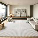 White Rabbit Striped Plush Rug 8'x10', Fluffy Shaggy Area Rug for Nursery & Kids Room, Faux Fur Carpet for Girls Bedroom, Living Room, Teen Decor, White, 8' x 10' (Rectangular)