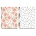 2 Pcs Strawberry Daisy Spiral Notebook, Preppy Cute Spiral Notebooks for Women Girls Friend, 160 Pages Trendy Hardcover Journal Notebook for Writing Travel Business Home Office Aesthetic Notebooks