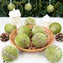 3.15 Inch Velvet Christmas Tree Ornaments12 Pcs Christmas Balls Bulk Set with Golden Hand-Painted PatternPlastic Shatterproof Xmas Hanging Ornaments Decorations for Tree Garland(Olive Green)