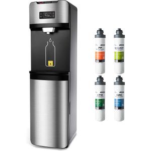 iSpring Bottleless Water Dispenser with Built-in 4-Stage Filtration, Hot/Cold/Room Temp, Self Cleaning, Stainless Steel, Model: DS4S
