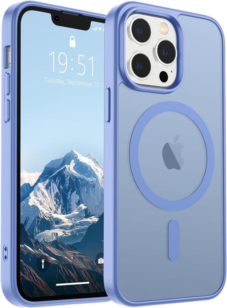 SUPFINE Magnetic for iPhone 12 Pro Max Case (Compatible with MagSafe) (Military Grade Drop Protection) Slim Translucent Matte Shockproof with Anti-Fingerprint Phone Case,Blue Purple