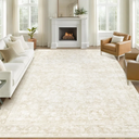 8x10 Area Rugs for Living Room: Washable Large Vintage Floral Rug Low Pile Non-Slip Boho Carpet for Bedroom Dining Home Office (Beige, 8'x10')