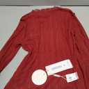 QIANZHIDU Women's Mesh Sheer Striped Mock Neck Long Sleeve Club Blouse Shirt Top Burgundy X-Large