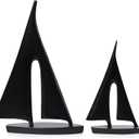 Saysmile Modern Sculptures Home Decor, Sailboat Decor Ornament, Boat Decorations Statue Decor, Art Sculptures and Statues, Sailboat Gifts Home Office Bathroom Shelf Decor (Black2 Pack)