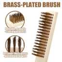 50 Pcs Brass Wire Brushes Bulk 8 Inch Wooden Handle Brass Plated Bristle Wire Brush for Cleaning Metal Rust, Welding Slag, Rust Removal, Industry, Home and Kitchen