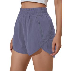 BMJL Women's Running Shorts Elastic High Waisted with Pockets, 2.5" Sporty Workout Quick Dry Athletic Shorts (Bluegrey, Small)