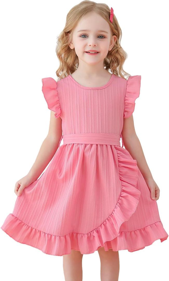 TTYAOVO Girl Casual Dress Summer Tutu Party Dresses (Pink)