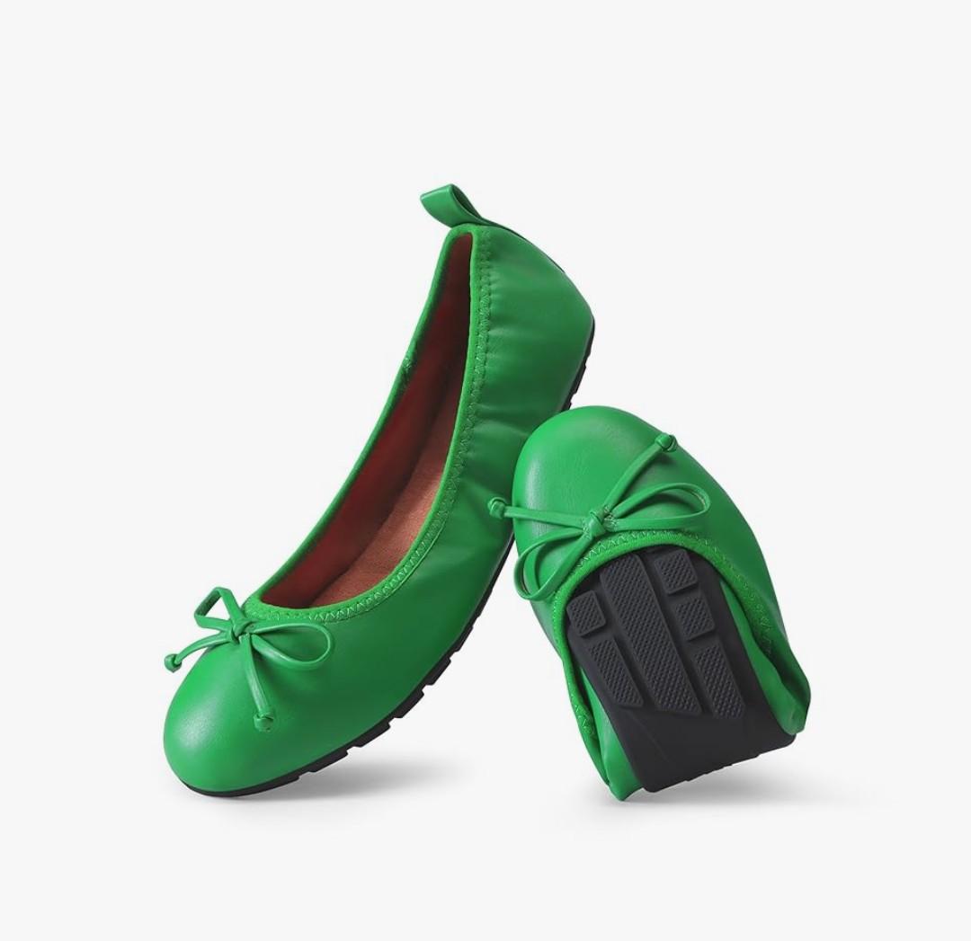 DREAM PAIRS Women's Flats, Foldable Ballet Flats for Women, Bowknot Round Toe Comfort Light Weight Slip-On Dress Shoes, size 9.5