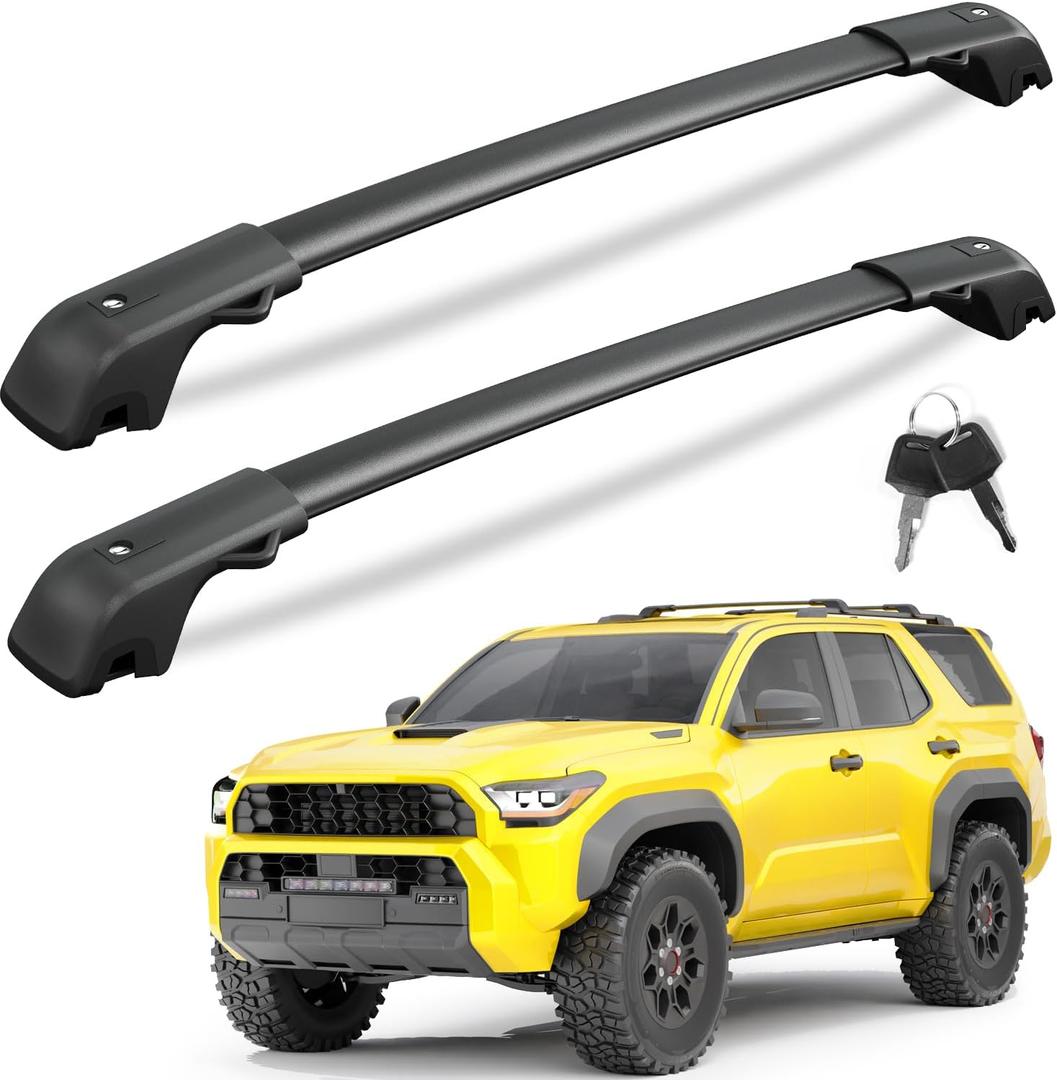 KINGGERI 300LBS Lockable Roof Rack Cross Bars Compatible with Toyota 4Runner 2025 2026 with Raised Side Rails, Aluminum Roof Rails Crossbars Rooftop Cargo Basket Carrier Bag Luggage SUV Accessories