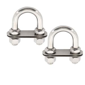 NovelBee 2pcs of Stainless Steel Stern Bow Eye Tie Down U Bolt with Hex Nuts and washers,Stock Dia. 3/7",Thread Length 1-1/4",Overall Length 3"