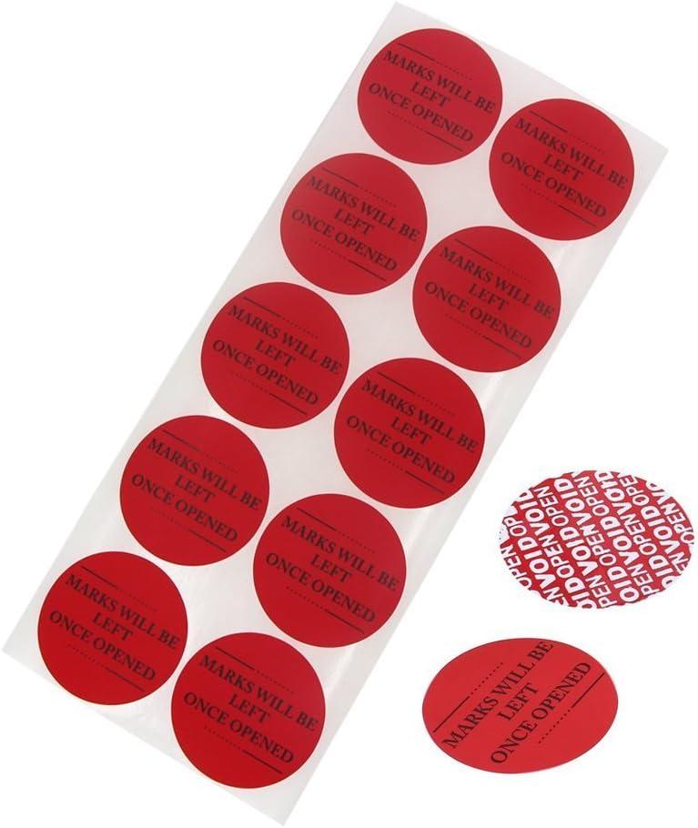 Solitary Walker 100Pcs Tamper Evident Security Labels Diameter 2 inch Rounds Red Complete Transfer Tamper Proof Stickers Safety Torn up Invalid Seals Tape