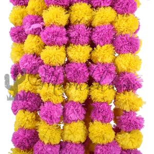 Marubhumi 5 PC - 5 feet Artificial Marigold Flower Garland – Long Strands for Diwali, Wedding & Festive Decoration – Traditional Indian Home Decor