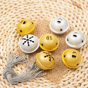 Pack of 2 Luyoaozy 30PCS Jingle Bells 1.6 Inch Star Design Christmas Craft Bells for Tree Holiday DIY Home Decorations (Gold Silver Snowflake)