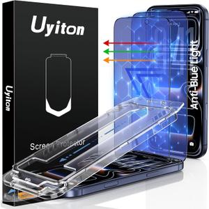 Uyiton Compatible with iPhone 17 Pro Screen Protector (Anti-Blue Light) - [Easy to Install] Shatterproof Full Coverage [Case Friendly] 9H Tempered Glass Screen Protector for iPhone 17 Pro, 2 Pack