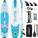 Inflatable Stand Up Paddle Board  Durable SUP for Adults & Youth,33" Wide Blow Up Paddle Board with Paddle, Pump, Backpack,Leash  All Around Stable for All Skill Levels, Carries up to 450 lbs (Geometry Blue)