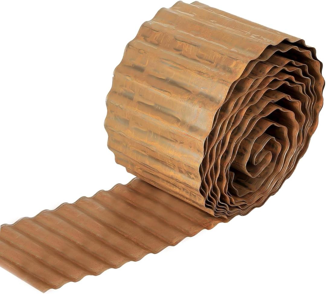 Metal Landscape Edging,10 Inch×20FT Corrugated Metal Garden Edging Border Heavy Duty Garden Borders Edging Lawn Edging for Garden,DIY Flower Beds,Lawns,Pathway (Rusted)