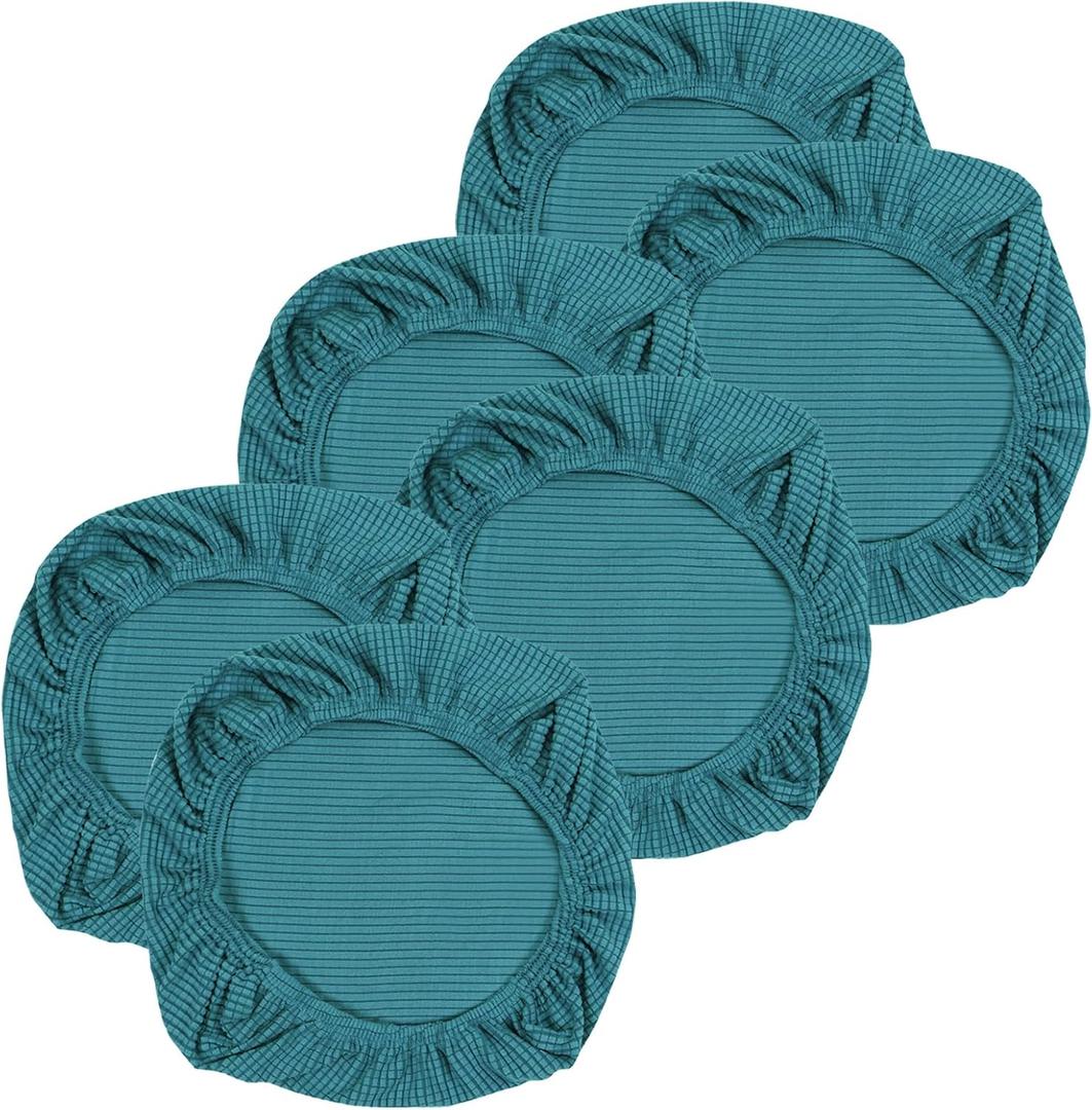 Yikko Soft Stretch Spandex Jacquard Slipcovers, Corn Grain Texture Chair Slipcovers fit for Office,Dining Room,Bar,Wedding Chair Seat Cushions, Washable Removable Home Decor (6, Blue)