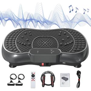 Bigzzia Vibration Plate Exercise Machine for Weight Loss 100-Speed Platform with Remote & Resistance Bands, 450 lbs Capacity Quiet Full Body Workout for Lymphatic Drainage at Home