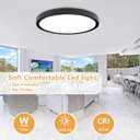 24 Inch Led Ceiling Light Flush Mount, 50W, 5480LM, 3000K/4000K/6000K CCT Selectable Super Slim Black LED Ceiling Light, Close to Ceiling Round Flat Panel Light for Hallway, Bedroom, Kitchen, ect