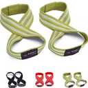 MOOCY Figure 8 Lifting Straps for Deadlift, Weightlifting, Strongman ,& Cross Training Strong Weightlifting Wrist Wraps (Medium, Green)