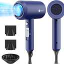 Slopehill Professional Ionic Hair Dryer, Powerful 1800W Fast Drying Low Noise Blow Dryer with 2 Concentrator Nozzle 1 Diffuser Attachments for Home Salon Travel (Prussian Blue)