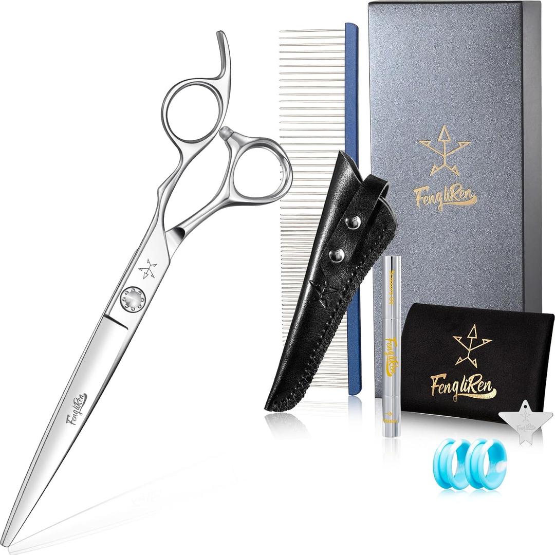 High-end Professional Dog Grooming Scissors Pet Grooming Shears 7 Inches Extremely Very Sharp Made Of Stainless Steel Alloy By Hand For Dog Cat Groomer