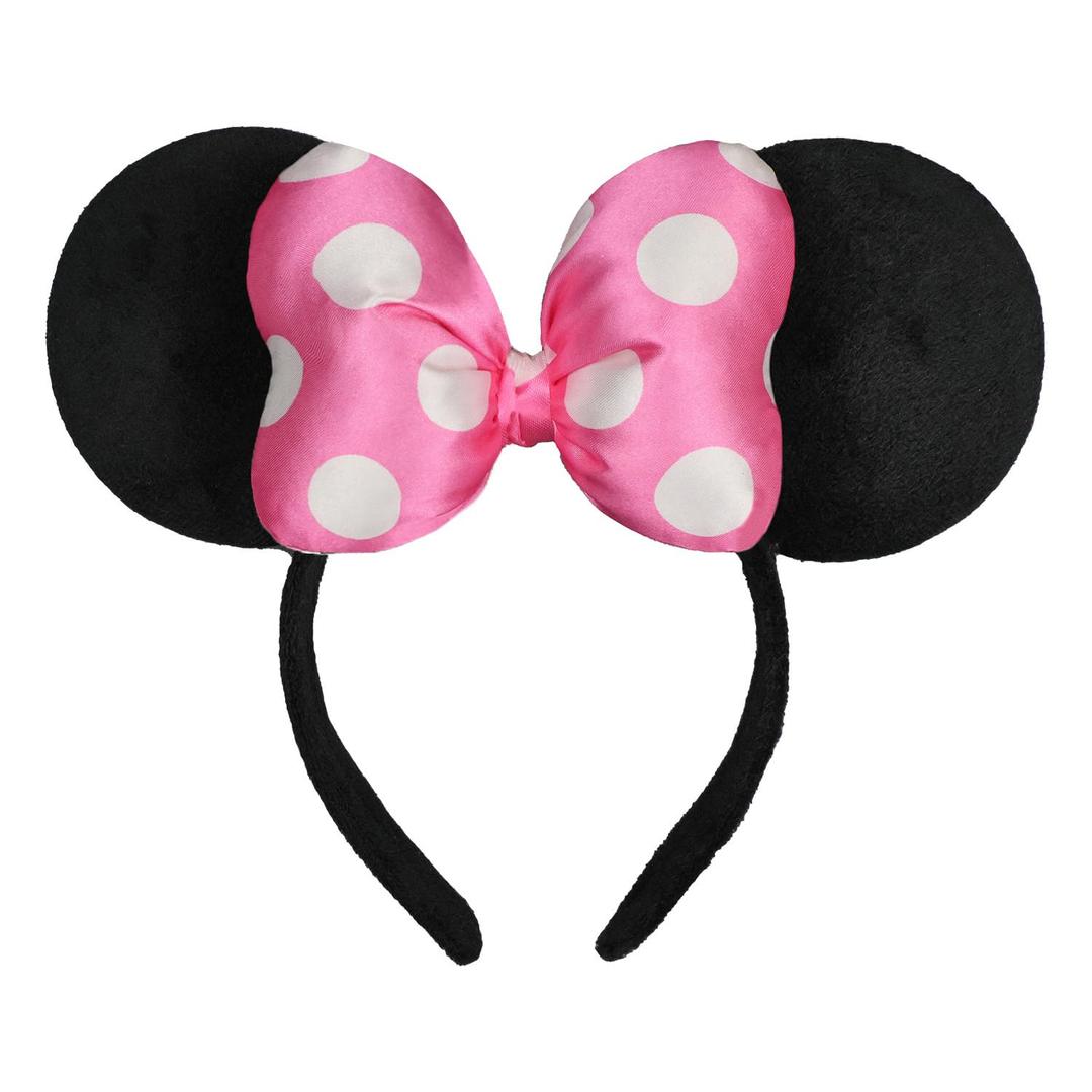 JIAHANG 3D Polka Dot Mouse Ear Headband with Satin Bow, Pink Hair Bow Photography Headband, Fashion Headwear for Women Girls