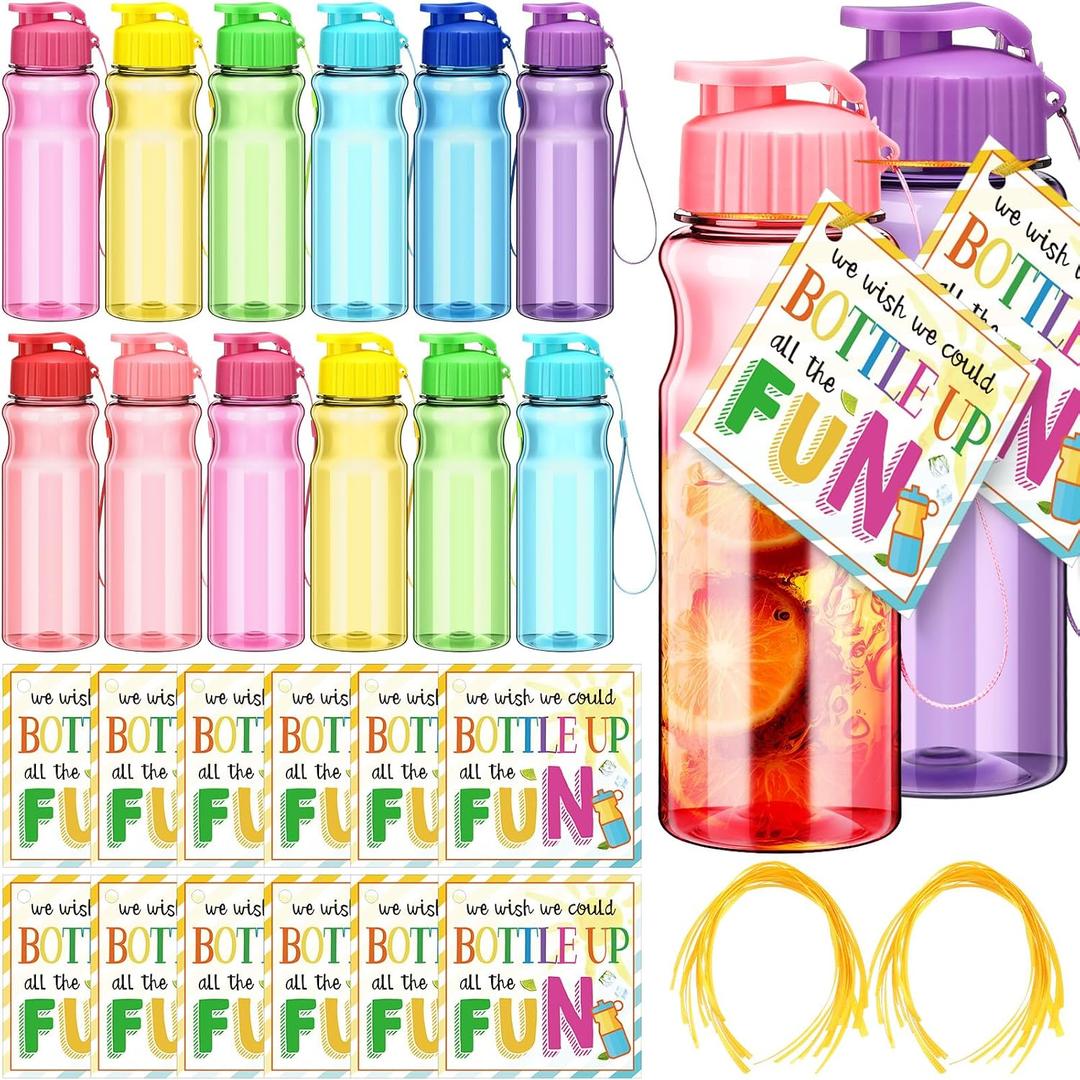 12 Pack Water Bottles for Kids School Bulk 18 oz Leakproof Reusable Sports Water Bottles Decorations End of The Year Gifts for Students from Teacher for Kids Graduation Classroom Prizes