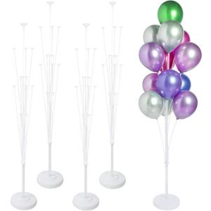 4 Sets of Balloon Stand Kit - 62in Balloon Stands with Base, Balloon Sticks, Decorations for Party Birthday Wedding Baby Shower Gender Reveal Graduation