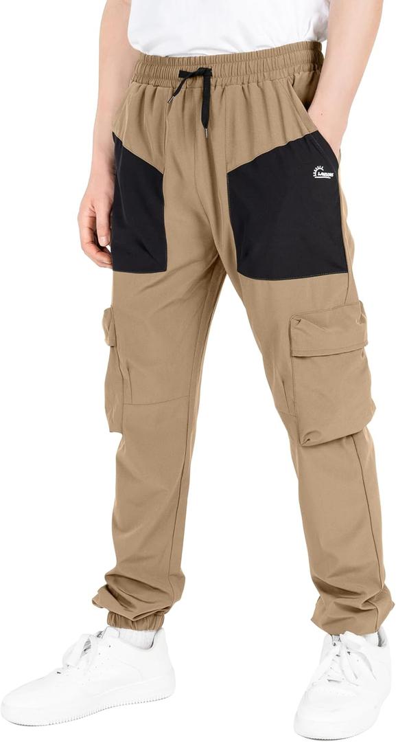 TLAENSON Boys Cargo Pants Joggers Kids Lightweight Quick Dry Hiking Pant Youth Running Athletic Jogging for Sports Outdoor