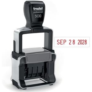 Trodat 5030 Professional 4.0 Date Only Stamp, Self Inking, Impression Size 1-5/8” x 3/8” (Red)