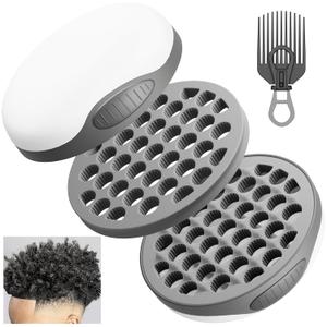 Silicone Twist Hair Brush, Magic Curling Hair Tool for Afro Curls,Vertical Stripe Curl Brushes, Detachable Two-Sided for Men Women Boy Girl Comb, Gray, 1 Piece (Grey)