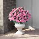 16 Bundles Artificial Roses for Front Door Outdoor Decor, Realistic Fake Silk Bouquets Flowers Faux UV Resistant Real Looking Rose Plants for Garden Balcony Farmhouse Home Spring Summer Decor (Pink)