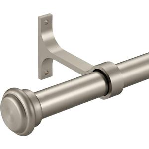 Heavy Duty 1 Inch Diameter Single Curtain Rods, Curtain Rods for Windows 48 to 84 Inch, Brushed Nickel Curtain Rods with Aluminum Alloy End Cap Finials, Wall Mount and Ceiling Mount Drapery Rods
