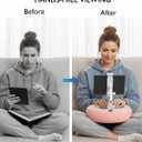 Tablet Pillow Stand, Compatible with 5"-12.9" Kindle, iPad, Phone/Tablet, Google, Samsung, 360 Rotating Phone Holder for Bed, Soft Plush Fabric, Detachable Bowl, Reading and Relaxation on Bed, Pink