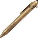Cool Hand 4.9'' Brass Bolt Action Pen with Retractable Stylus Tip for Any Touch Screen, Ballpoint Ink Refillable, Compact Size, Skelton Out Deep Pocket Clip (Brass)
