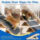 Dog Ramp for Stairs 4 Pack - Adjustable Solid Wood Foldable Indoor Pet Ramp for Senior & Injured Dogs, 2 Heights (4.2"/5.1"), Triangular Support & Non-Slip Carpet for Patio/Home, No Assembly (15.7L)