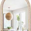 sawsile Gold Irregular Wall Mirror,20x30” Asymmetrical Farmhouse Gold Modern Wood Distressed Vanity Accent Boho Beaded Mirror for Bathroom,Living Room,Washroom,Bedroom