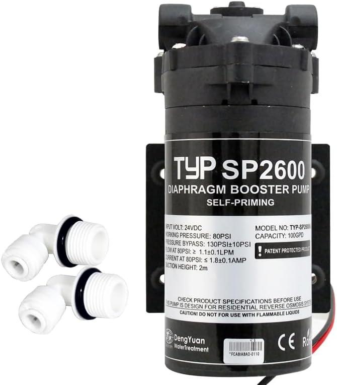 TYP SP2600 Diaphragm Booster Pump, Self-Priming, 80PSI, 1.1 GPM, 24VDC, 2 lbs