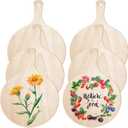 6 Pieces Mini Wooden Cutting Board Craft with Handle Wooden Unfinished Round Chopping Charcuterie Boards Mini Cheese Rustic Paddle for Christmas DIY Serving Home Kitchen Decor