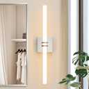 Bathroom Light Fixtures, Brushed Nickel 18W LED 360 Full Lighting Modern Wall Sconce Vanity Light with 5-Color Dimmable 3000K-6000K, 22.05inch Vanity Lighting for Bathroom, Bedroom, Hallway
